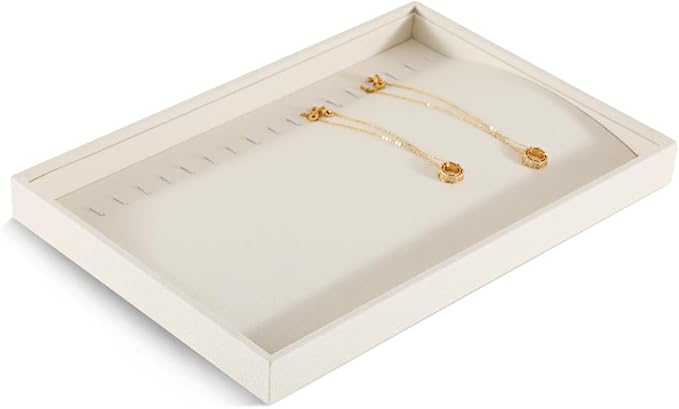 Linen Stackable Bracelet Necklace Storage Tray, Pendant Long Chain Jewelry Display Tray, Jeweler Shop Counter Showcase Table Top Organizers, Makeup Table Drawer Insert Jewelry Tray