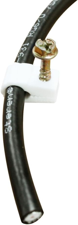 STEREN Coaxial Cable Clips - Cable Holder - Wire Clips - Siding Clips for Hanging - Cord Holder for Desk - Cable Clamps (White, 100 Count - Single Screw)