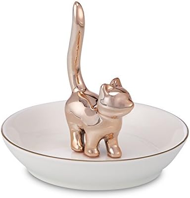 ROSA&ROSE Valentine’s Day Ring Holder Jewelry Tray–Handmade Cat Ring Dish,Romantic Gift for Her,Wedding,Birthday Gift for Girlfriend,Wife Personalized Jewelry Holder,Cute Cat Valentine’s Day Decor