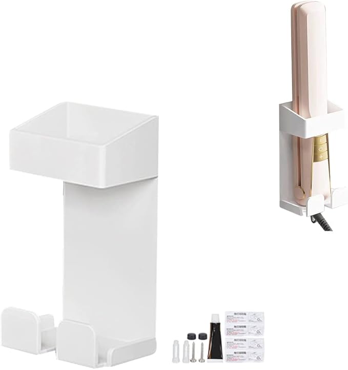 Stainless Steel Wall Mount Hair Tool Holder and Organizer Basket for Hair Dryer, Flat Iron, and Curling Tools