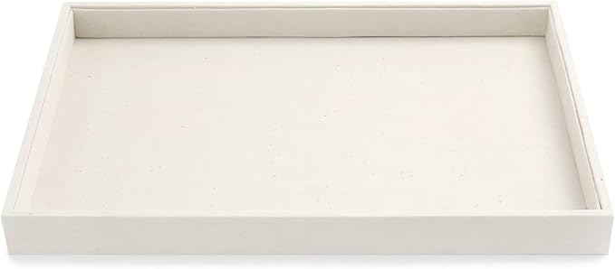 Linen Jewelry Tray Stackable Jewelry Drawer Organizer Trays Necklace Bracelet Holder Storage Display(Beige)
