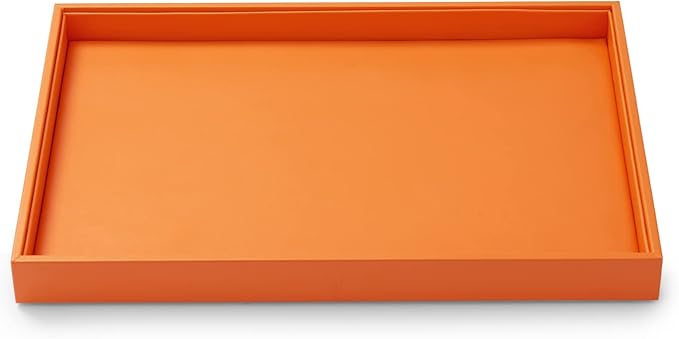 Orange Leather Jewelry Tray Stackable Jewelry Drawer Organizer Trays Necklace Bracelet Holder Watches Storage (Orange)