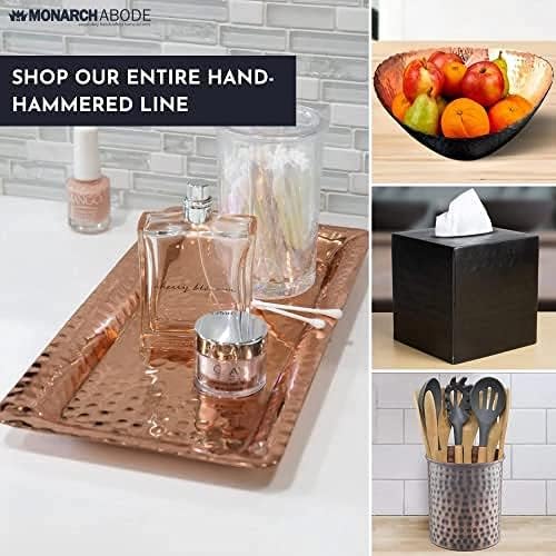 Monarch Abode Decorative Tray – 16-Inch Hand Hammered Nickel Finish Metal Bathroom Tray Countertop, Vanity Trays Organizer, Perfume Plate for Dresser, Kitchen Countertop Large Fruit Platter