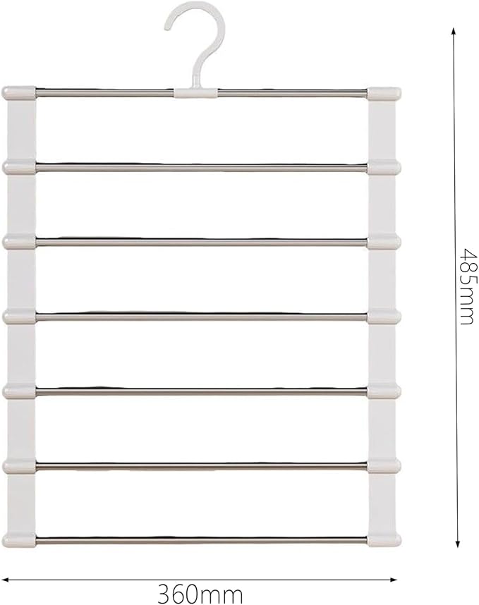 Magic Pants Hangers Space Saving, 2 Pack Pants Hangers Space Saving, 7 Tier Closet Organizers and Storage Clothes Hanger, Multiple Metal Hanger Clothes Organization for Pants Trousers Jeans Leggings