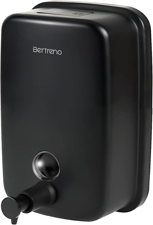 Commercial Soap Dispenser Wall Mount Stainless Steel Soap Dispensers Liquid Manual Anti-Leak Pump Hand Soap Dispenser for Bathroom Kitchen Black (17 fl.oz./500ml)