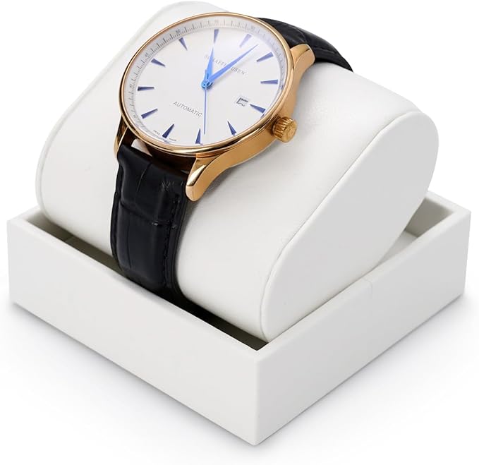 Watch Stand PU Leather Display Holder Organizer White Jewelry Showcase