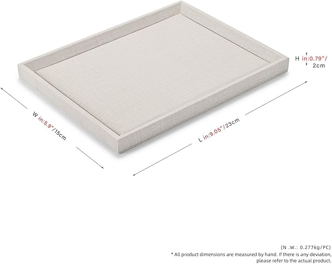 Jewelry Tray Organizer - PU Leather Valet Tray for Dresser & Nightstand, Small Beige Catchall Tray (9.05"x5.90") | Jewelry Display & Storage for Rings, Watches, Keys | Space-Saving Design