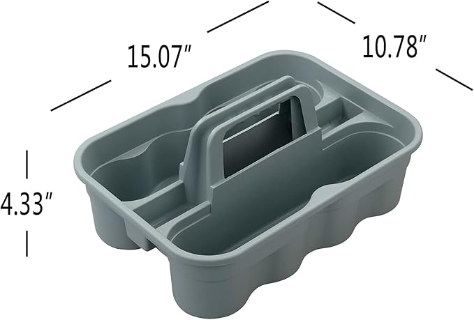Kekow 4-Pack Plastic Storage Caddy, Carry Caddy with Handle, Gray