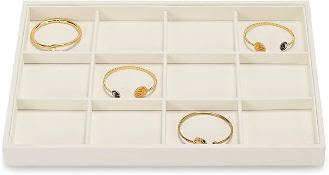 12 Grids Microfiber Jewelry Tray Bracelet Bangle Earring Tray Jewelry Display Trays for Bracelet Bangle Watch Earring Display Storage(Beige)