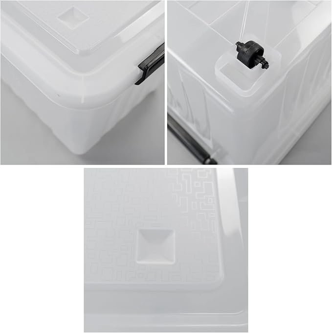 30 L Clear Plastic Storage Bins with Lids, Stackable and Nestable Storage Boxes with Wheels, Large Plastic Storage Containers for Garage, Closet, Kitchen, 4 Packs
