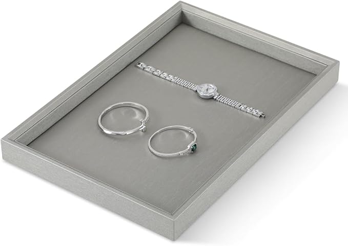 Jewelry Trays, Leather Tray,Luxury Grey Stackable Jewelry Trays For Necklace,Earring,Ring,Flat Jewelry Organizer For Dresser