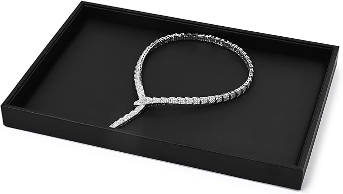 Black Leather Jewelry Trays Jewelry Drawer Organizer Trays For Ring Necklace Bracelets Watch Perfume Organizer Tray(Black)
