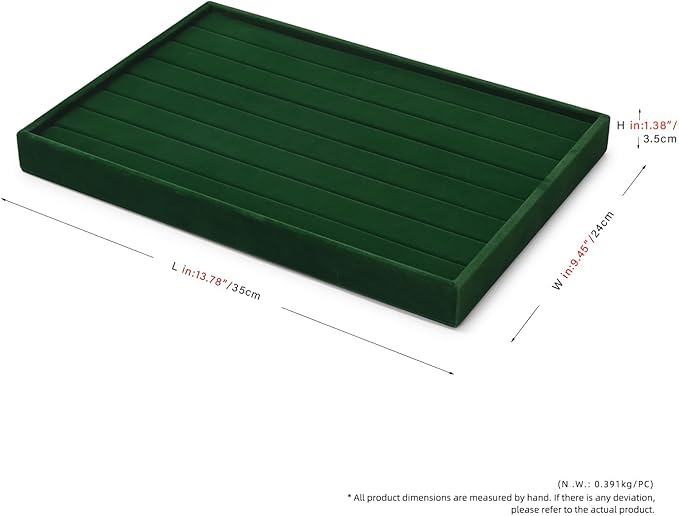 7 Slots Velvet Jewelry Tray Ring Earring Display Tray Jewelry Drawer Organizer Ring Earring Holder Storage (Green)