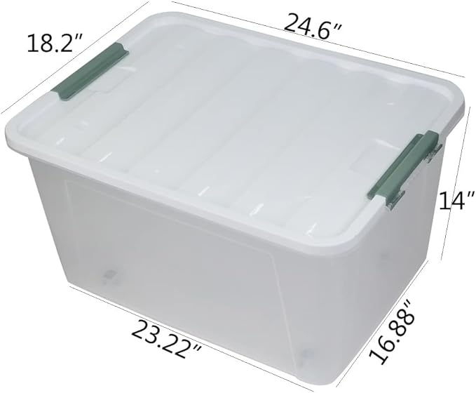 Saedy 85 Quart Plastic Storage Bins with Lids and Wheels, Large Plastic Box, Set of 2
