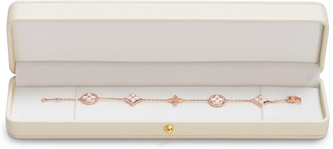 Oirlv Premium Leather Necklace Box White Necklace Presentation Box Velvet Interior Long Chain Bracelet Necklace Storage Case