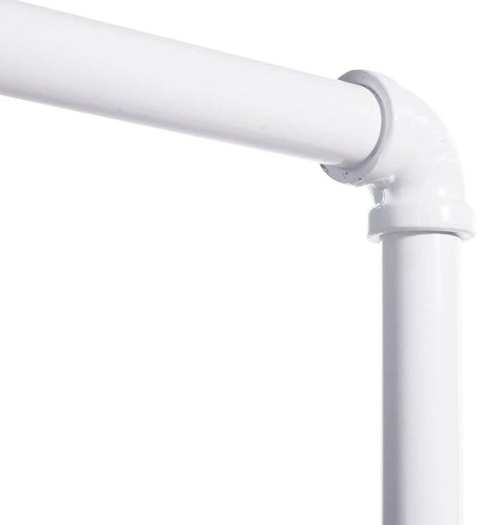 Econoco Pipeline Four Way Boutique Garment Rack, Adjustable Height, Clothing Display Rack for Retail Stores, Gloss White Finish