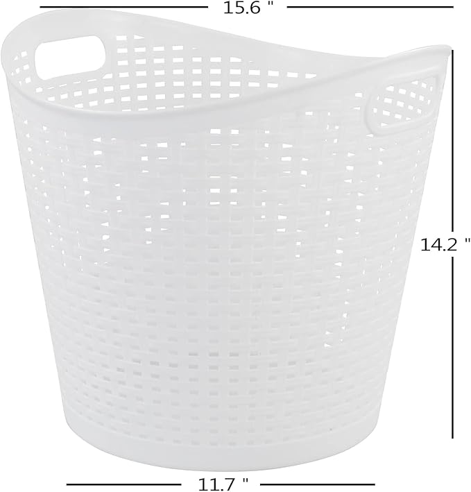 Round Plastic Laundry Baskets, White Clothes Hamper, Pack of 6
