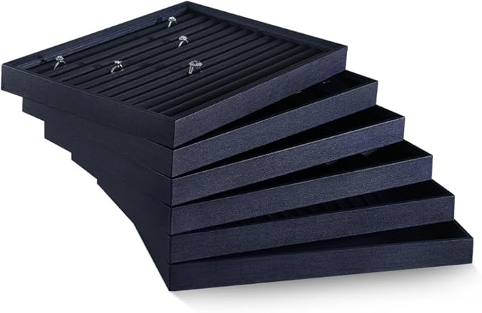 Leather Jewelry Necklace Tray for Bracelet Organizers and Storage，Jewerly Organizer Trays，Necklaces Holder Display，Bracelets Drawer Box Stand （Blue）
