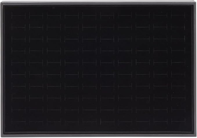 Juvale Ring Display Tray - Velvet Protection & Jewelry Display - Removable Pad & Earring Storage - Stackable Jewelry Trays & Glasses Holder for Nightstand - Pack of 2, 13.8 x 9.5 x 1.3 in, Black