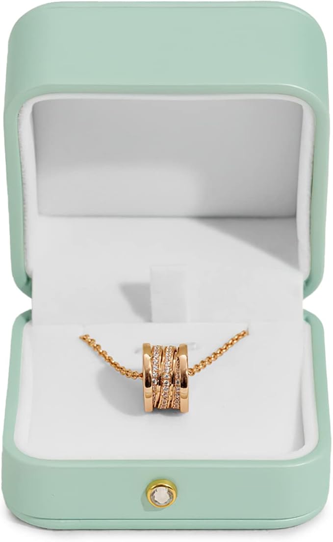 Oirlv Gorgeous Mint Green Necklace Gift Box Leather Necklace Boxes for Jewelry Gift Velvet Interior Pendant Box