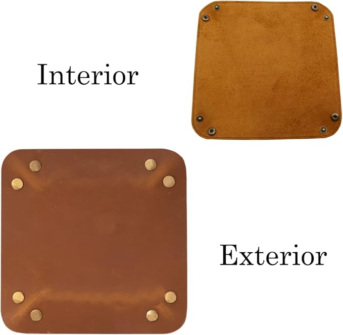Valet Tray for Men, Leather Jewelry Key Catchall Tray Coin Phone Wallet Caddy Bedside Organizer Storage Box for Men & Women