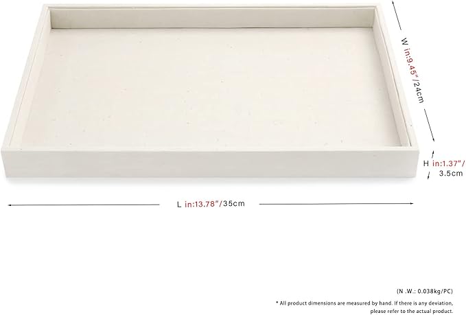 Linen Jewelry Tray Stackable Jewelry Drawer Organizer Trays Necklace Bracelet Holder Storage Display(Beige)