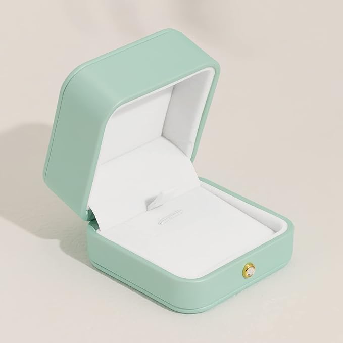 Oirlv Gorgeous Mint Green Necklace Gift Box Leather Necklace Boxes for Jewelry Gift Velvet Interior Pendant Box