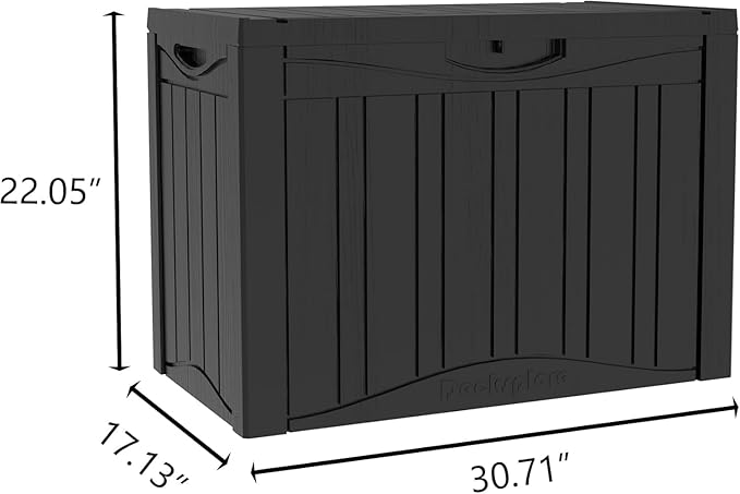 52 Gallon Resin Deck Box Waterproof Outdoor Storage Box for Patio Furniture Pool Accessories Indoor Storage for Cushion Garden Tools, Black
