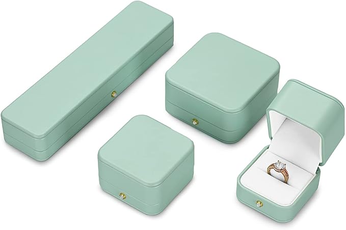 Oirlv Gorgeous Mint Green Necklace Box White Velvet Interior Long Chain Bracelet Necklace Storage Case