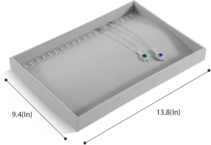Necklace Holder Organizer, Velvet Jewelry Trays,Premium Necklace Case,Luxury Jewelry Displays,Grey Bracelet Organizer