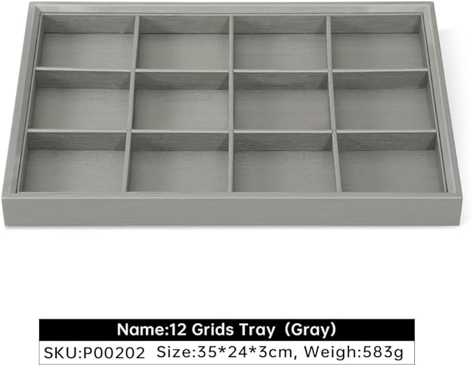 Jewelry Trays, Leather Tray,Luxury Grey Stackable Jewelry Trays For Bracelet,Pendants,Premium Jewelry Trays For Drawers, Gray