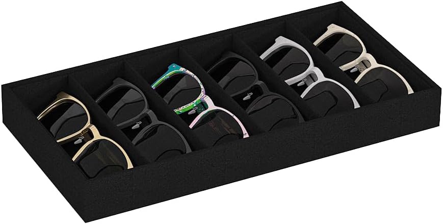 Sunglass Organizer Tray,Eyeglass Storage for Multiple Glasses,Jewelry and Sunglasses Drawer Organizer (Black 1)