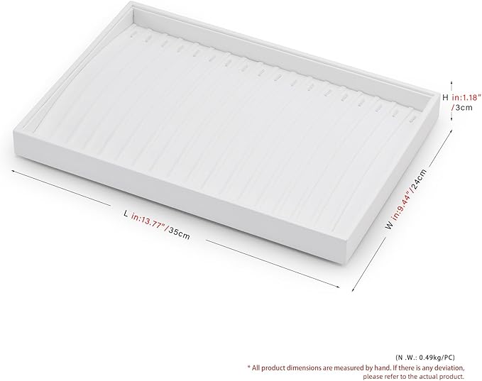 White PU Leather Jewelry Display Tray for Long Chain Pendant Necklace Organizer Display Showcase Jewelry Storage Tray