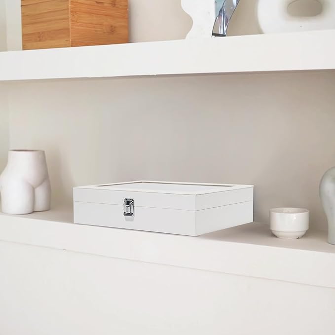 ProCase 8 Slots Sunglasses Organizer, 1 Layer Sunglass Case, Leather Eyeglass Cases for Display and Storage -White