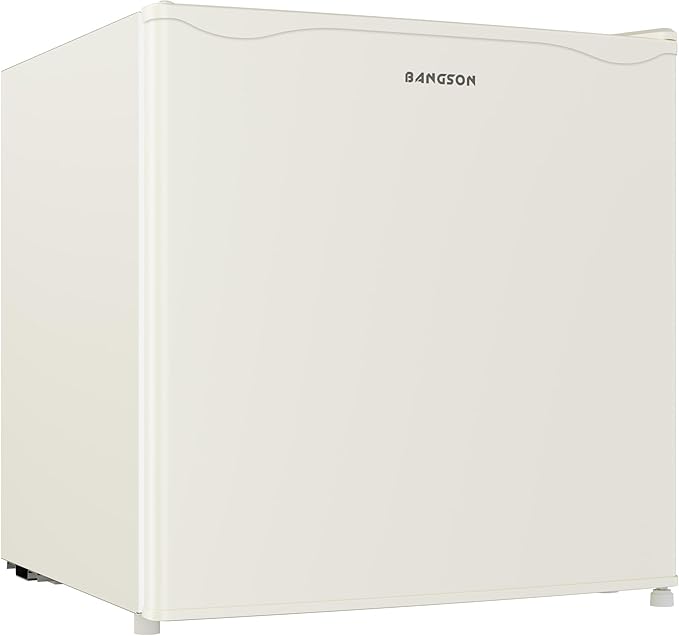 BANGSON 1.7 Cu.Ft Mini Fridge with Freezer, Compact Single Door Refrigerator - Energy Saving, Low Noise - Perfect for Office, Apartment, Dorm, Bedroom,Cream White