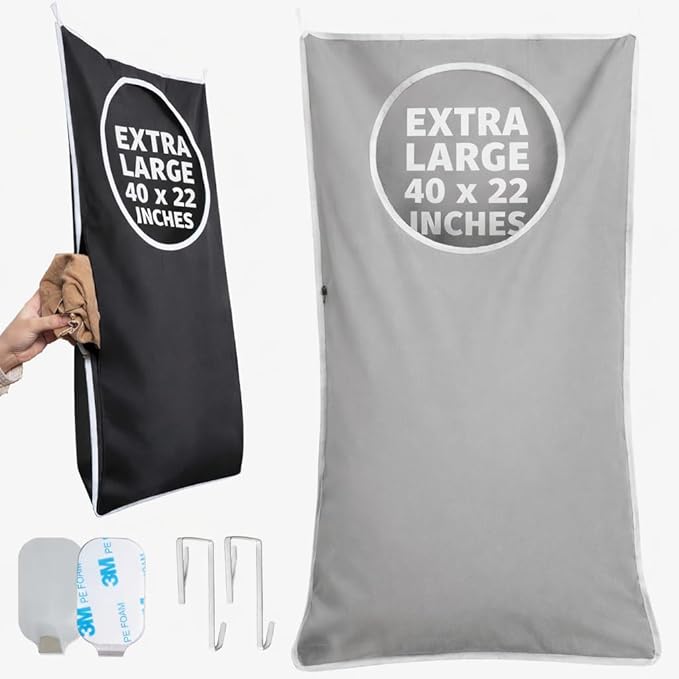 Hanging Laundry Hamper Bag XL, Space Saving over the Door Storage Bags, Behind the Door Hampers for Dirty Clothes & Wall Mounted Basket for Bathroom (Grey, Single Compartment)