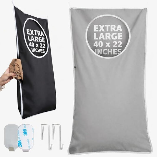 Hanging Laundry Hamper Bag XL, Space Saving over the Door Storage Bags, Behind the Door Hampers for Dirty Clothes & Wall Mounted Basket for Bathroom (Grey, Single Compartment)