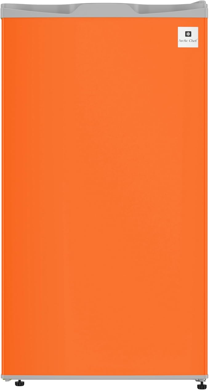 ARCTIC CHEF Mini Refrigerator-Freezer Compartment-Adjustable Thermostat Control-Reversible Doors-Ideal for Dorm, Office, RV, Garage, Apartment-ORANGE, 3.2 CU.FT