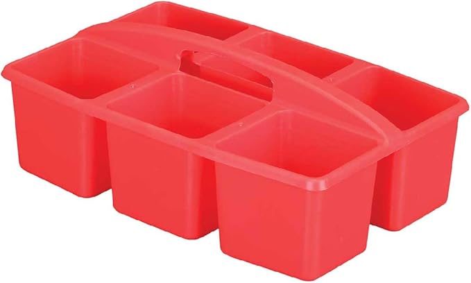 Really Good Stuff Six-Equal-Compartment Caddies - 6 Pack - Classroom Table Caddies - Assorted Colors Portable Plastic Storage Classroom Caddy for Easy Storage of Small Items