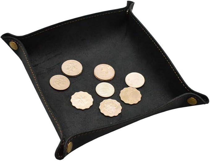 Valet Tray for Men, Leather Jewelry Key Coin Phone Wallet Tray Organizer Catchall Tray，Caddy Bedside Storage Box Christmas Day & New Year Gift