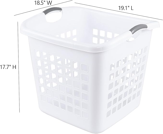 65 Liters Plastic Clothes Basket with Handles, 4 Pack Laundry Baskets for Storage, White