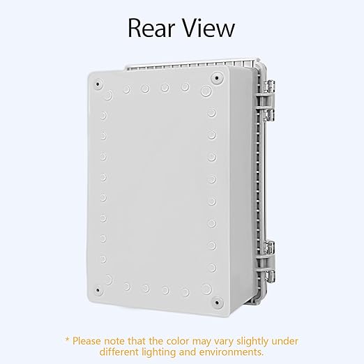 LeMotech Electrical Box, IP67 Waterproof Hinged Clear Cover Stainless Steel Latch Junction Box, ABS Plastic Electrical Enclosure with Mounting Plate,Wall Brackets, Cable Glands,11.8"x7.7"x5.2",Grey