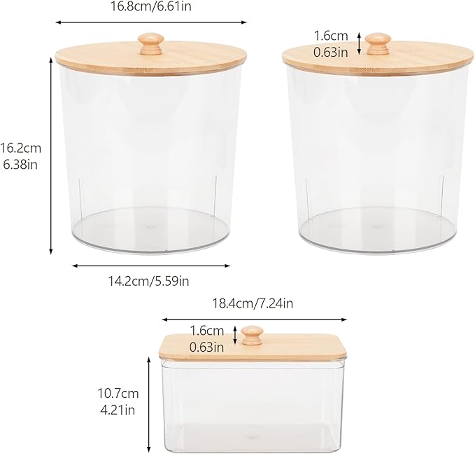 3-Pack Laundry Pods & Detergent Powder Storage Containers with Natural Bamboo Lids for Organized Laundry Room