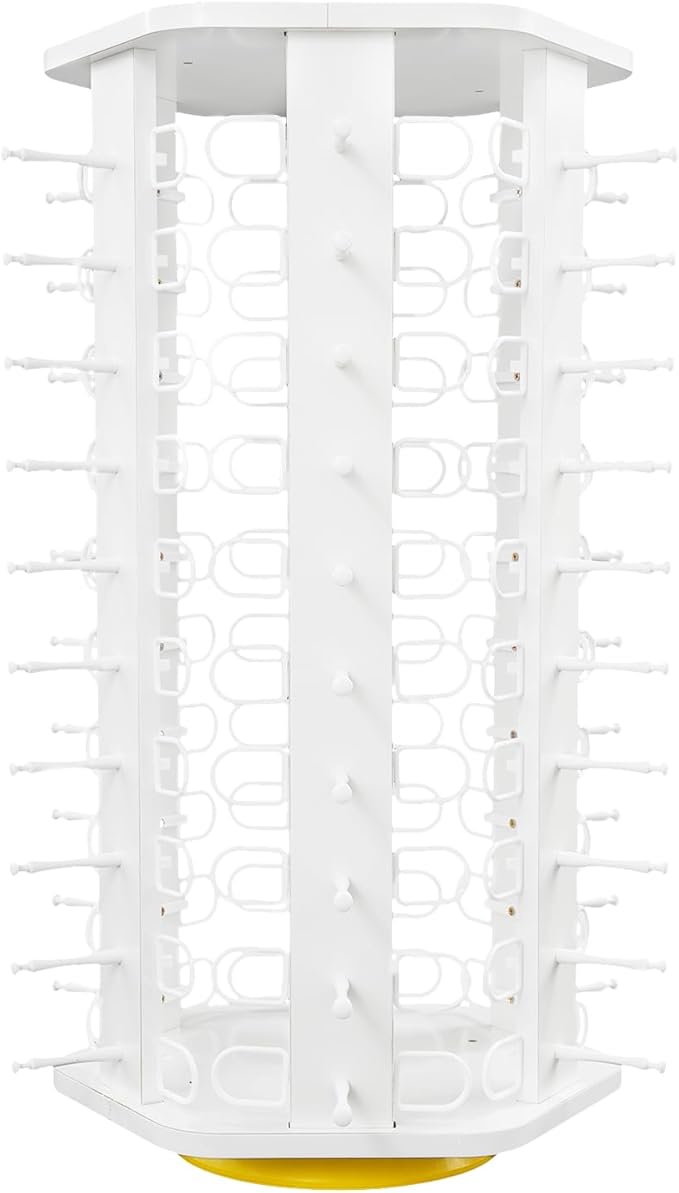 60 Pairs Glasses Rack, 360° Rotating Sunglasses Display Rack, 6-Sided Eyeglasses Storage Organizer, Eyewear Holder, Commercial Sunglasses Display Stand, White