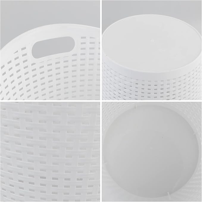 Round Plastic Laundry Baskets, White Clothes Hamper, Pack of 6