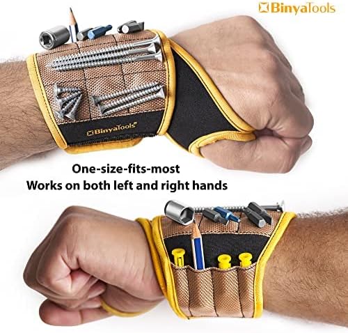 Magnetic Wristband for Tools Magnet Screw Holder Wrist Support Keeps Screws Nails Drill Bits Handy Unique Tool Gadgets for Men's & Dad Perfect Christmas Gifts Stocking Stuffers (Coyote Brown)