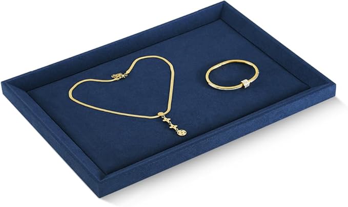 Velvet Jewelry Tray, Microfiber Tray,Premium Blue Jewelry Flat Trays,Large Jewelry Tray For Watch,Necklace,Ring,Pendants