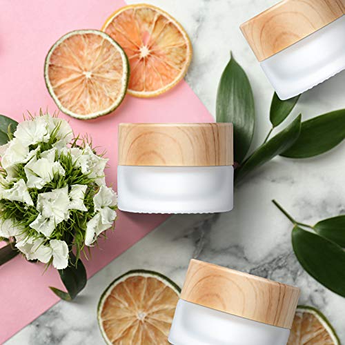 Geiserailie 10 Pieces Glass Cosmetic Containers Empty Sample Jars with Leak Proof Lids Makeup Sample Containers for Lotion Cream Cosmetic (30 Gram)