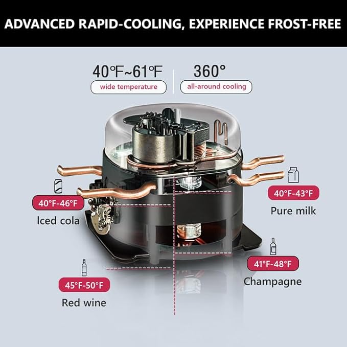 100 Can Beverage Refrigerator Cooler, 2.7 cu.ft Mini Fridge Glass Door for Beer Drinks Wines, Freestanding Beverage Fridge with Adjustable Shelves Blue LED for Home/Office/Dorm/Bar, Black