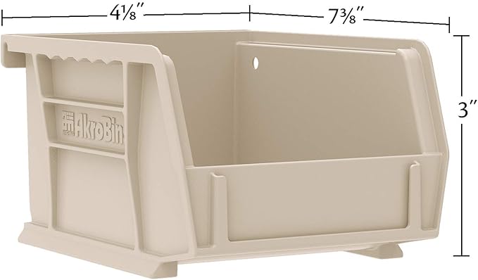 Akro-Mils 30220 AkroBins Plastic Storage Bins, Space-Saving Stackable Bins for Garage, Pantry, Craft Organization, 7-" x 4-" x 3-", Black, 24-Pack